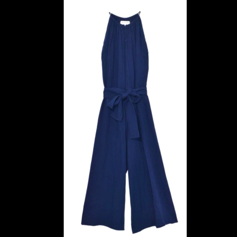 Apiece Apart Isla Jumpsuit, 100% Cotton Gauze in Navy Blue